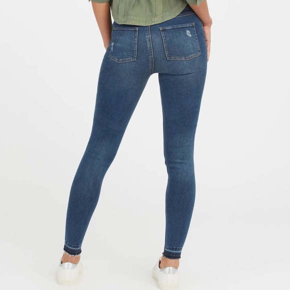 SPANX Distressed Ankle Skinny Jeans, Medium Wash - Picture 9 of 9